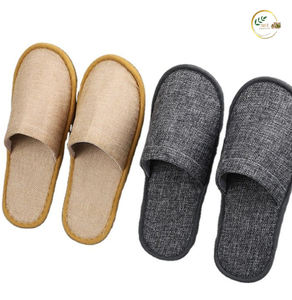 Pantoufles jetables en jute de qualité hôtelière Textile de maison écologique et durable lavable réglable avec des techniques tissées teintées en plaine - Product Image 2