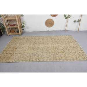 Tapis en laine à fleurs beige vintage de 4.3x7.6 pieds, patchwork fait main, rectangle, pour salon, bambou, soie, polyester, latex - Product Image 3
