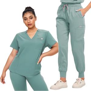 Tenues d'hôpital unisexes en tissu tissé de coton respirant avec option de logo personnalisé à détection d'aiguille, uniforme d'infirmière à manches courtes - Product Image 5