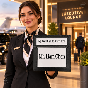 Panneau d'appel de bienvenue pour les clients de l'aéroport Divris, en cuir noir, panneau d'appel de bienvenue pour les clients, équipements hôteliers - Product Image 4