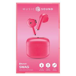 Écouteurs Bluetooth TWS Cellulaire Line MUSIC SOUND Swag avec microphone, sans réduction de bruit, Rosa BTMSTWSSWAGP 0899214 - Product Image 2