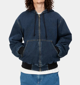 OEM Unisex Đau Khổ Denim Vá Áo Tùy Chỉnh Người Đàn Ông Nặng Cắt Bông Rửa Sạch Denim Áo Thun Áo Hoodie Áo Khoác - Product Image 3