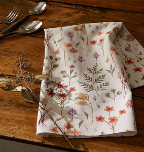 Ensemble de serviettes de cuisine en coton décoratives suspendues, motifs floraux variés, couleurs vives, disponibles à prix de gros. - Product Image 6