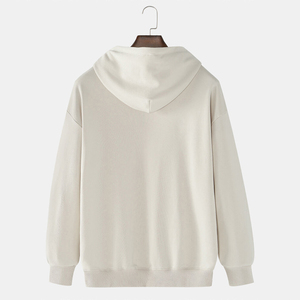 เสื้อสวมหัวมีฮู้ดทรงหลวมสำหรับผู้ชายเสื้อสเวตเตอร์เปิดไหล่พิมพ์ลายปักแบบกำหนดเอง - Product Image 2