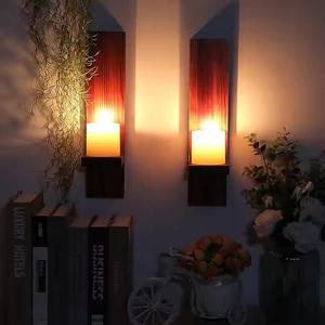 Set Of 2 Brown Wooden <strong>Wall</strong> Mounted Candle <strong>Holders</strong> Polished Craft Deco Elegant Wood <strong>Wall</strong> Hanging For Home Decor - Product Image 5