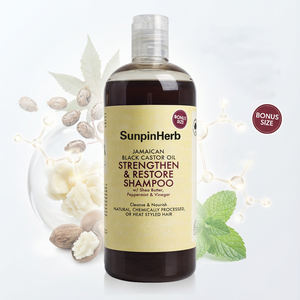Champú Fortalecedor y Reparador con Aceite de Ricino Negro Jamaicano, Manteca de Karité y Vinagre de Menta para Cabello Peinado con Calor - Product Image 1