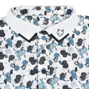 Chemise de golf pour homme Handee, blanche/bleue, imprimé floral numérique, respirante, 100% polyester tricoté - Product Image 2