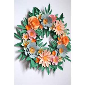 Guirnalda Floral de Papel Artificial de Estilo Nórdico de Lujo, Adorno Grande Hecho a Mano para Colgar en la Pared, Anillo de Flores para Sala de Estar y Arte Mural - Product Image 1