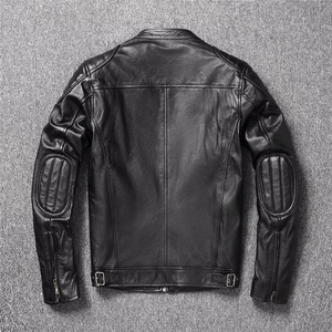 <b>Men's</b> Winter Biker Style Sheepskin Leather <b>Jacket</b> <b>Aviator</b> Bomber Zipper Closure Plus Size Warm Canvas <b>Jacket</b> Printed Pattern - Product Image 2