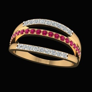 Bague en argent sterling 925 avec rubis rouge et moissanite bague de fiançailles bague en diamant rond faite à la main cadeau d'anniversaire - Product Image 1