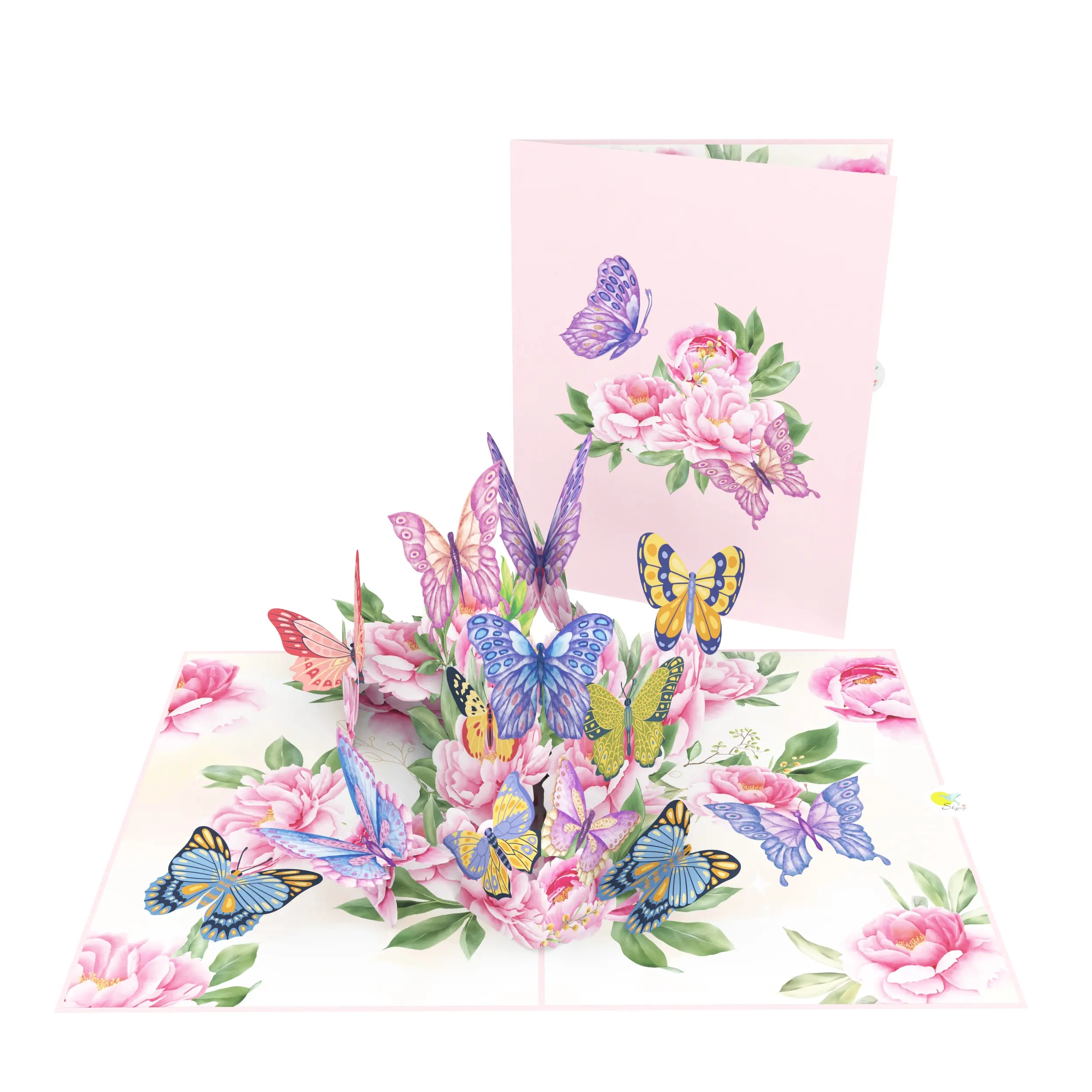 春の蝶3Dポップアップカード環境にやさしいベストセラーOEMカード女の子のための記念日誕生日3Dカード手作り紙レーザー