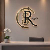 Huruf Channel Branding Dinding Bercahaya dari Baja Anti Karat Emas Custom untuk Logo 3D Kantor dengan Lampu LED Backlit