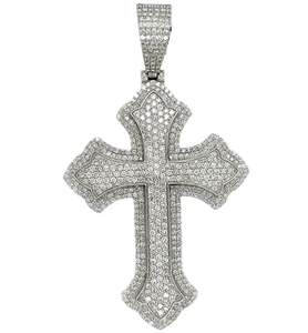 Colgante Cruz Diamante CVD Oro 10K: Diseño Baguette Unisex - Product Image 1