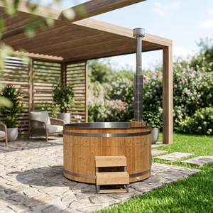 Vasca Idromassaggio Rotonda <span class=keywords><strong>a</strong></span> <span class=keywords><strong>Legna</strong></span> per Giardino di Villa Privata, in Legno Carbonizzato, per 4 Persone, Spa Esterna per Famiglie - Product Image 1