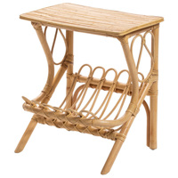 Table d'appoint en rotin faite à la main avec porte-revues |   Table d'appoint moderne en bambou naturel |   Meubles de salon