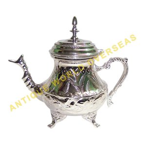 Recién llegado, tetera de latón de primera calidad chapada en plata de tamaño mediano hecha a medida, diseño árabe, mejor precio, MOQ bajo, juegos de té y café - Product Image 4