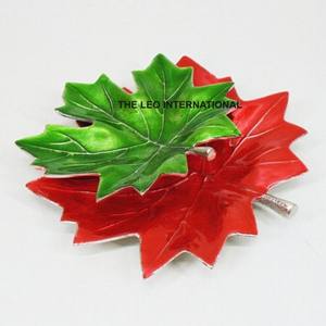 Tazón para Salsas y Aperitivos de Aluminio con Forma de Hoja, Bañado en Oro, Esmalte Blanco, Color Oro Rosa, Decoración para el Hogar y Hoteles - Product Image 2