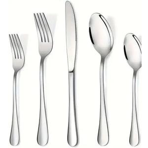 Diseño de acabado Utensilios de cocina de acero inoxidable Juego de cubiertos Diseño completamente de metal Cubiertos de plata Herramientas Cubiertos brillantes Juego de cubiertos - Product Image 2