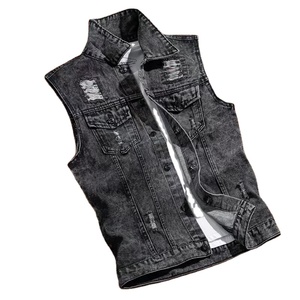 100% coton élégant Denim hommes vestes personnalisé sans manches coton veste pour hommes haute qualité lavé jean homme vestes - Product Image 1