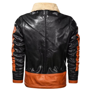 Casual Streetwear Chaqueta larga de la motocicleta de imitación de piel de oveja en tela de lona - Product Image 2