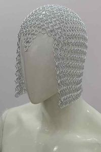 Coif de cota de malla hecha a mano, anillo a tope de aluminio, logotipo de Metal pulido para recreación Medieval, Halloween, Ren Fair, elaborado - Product Image 2