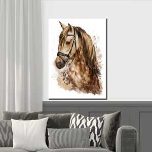Cuadro de Caballo Marrón Personalizado para Bebé Niño - Arte de Pared en Lienzo Estilo Costero, Enmarcado en Gallería - Product Image 1