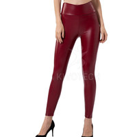 Kivotech Vente en gros Pantalon en latex brillant taille haute pour femmes Pantalon de club sexy coupe ajustée de grande taille