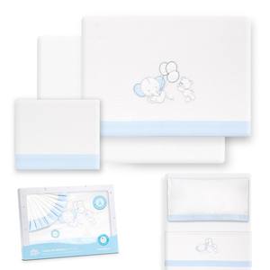 Juego de 3 Piezas de Ropa de Cama para Cuna, 100% Algodón, Modelo Oso-Elefante, Técnica de Tejido Flanelado, Sábanas para Bebé - Product Image 1