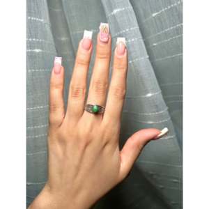 Navajo Handmade Sonoran Gold Sterling <b>Silver</b> Cluster <b>Ring</b> Size 6 <b>Emerald</b> Cut Turquoise Geometric Bezel Setting for Everyday Wear - Product Image 5