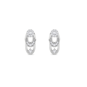 Pendientes de aro ovalados modernos de oro de 14 quilates para mujer Diamantes cultivados en laboratorio | 0,17 quilates | Diseño elegante de doble tono - Product Image 4