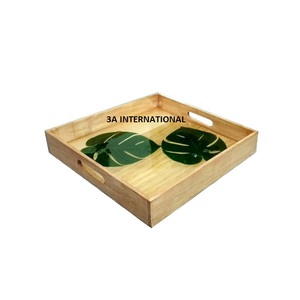 Plateaux de service en bois faits à la main pour la maison, l'hôtel, le restaurant, la vaisselle, les plats de petit-déjeuner, les plats de service, les fêtes de mariage - Product Image 1
