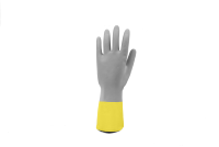 Guantes gruesos bicolor para el hogar, impermeables, grises sobre amarillos, de algodón, floclined, para limpieza de limpieza, jardinería y limpieza