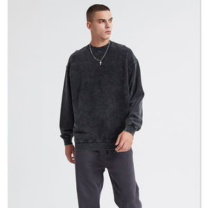 Pull personnalisé de haute qualité Dtf Dtg, impression de logo, lavage à l'acide, pull à col rond surdimensionné, pulls vintage en coton lavés à l'acide - Product Image 4