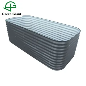 32 "x 3,5 piedi x 8 piedi fioriera zincata Aluzinc Kit letto da giardino rialzato modulare IN metallo ondulato con asta di sostegno 32" alto 12 IN 1