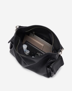 Sac Hobo en Cuir Véritable Noir pour Femmes, Mode Candy, Sangle Unique, Poches Latérales, Sac à Bandoulière Décontracté, Fermeture Éclair Douce, Réglable - Product Image 4