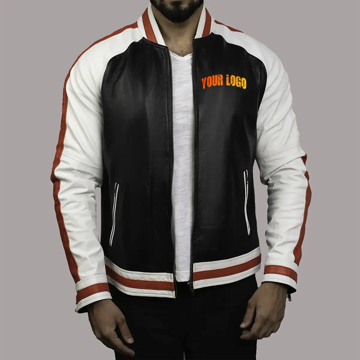 Hot Selling Custom Logo Men's High Street Vintage Style Zip-up Leather  Jacket Autumn Winter Bomber Varsity Coats