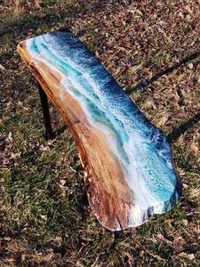 Luxury Wooden Angel Handmade Solid Walnut Wood Restaurant Dining Coffee River Kitchen <b>Epoxy</b> <b>Resin</b> Slab Table - Product Image 3