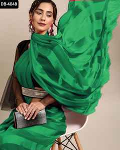 Georgette-ropa de vestir étnica india, blusa de seda satinada con diseño elegante, Saree DE TRABAJO Zalar con Bangloriy - Product Image 6