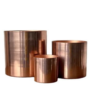 Pure Copper Material High Quality New Design Set of 3 Metal Cylinder Shape Candle <b>Jar</b> Candle Vessel Home Decor - Product Image 1