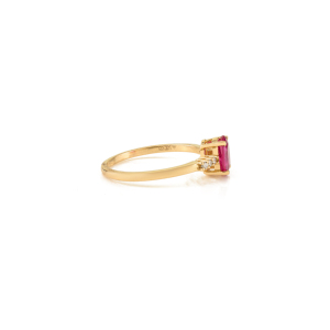 Most Beautiful Simple Design Women Solid 14K Yellow Gold <b>Ruby</b> & Diamond Stacking Engagement Ring <b>Anniversary</b> Gift Jewelry - Product Image 5
