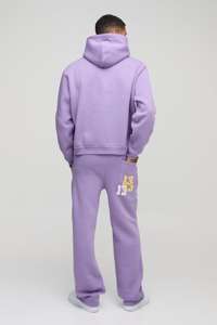 Haute qualité à la mode Homme Varsity survêtement surdimensionné Boxy Fit violet clair dans le monde entier 13 brodé survêtement survêtement ensemble - Product Image 2