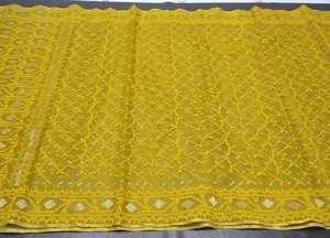 Exportable Deshi Dhakai amarillo Jamdani Sharee calidad de exportación para mujeres JAMDANI tela rojo verde dorado cielo azul de Bangladesh - Product Image 6