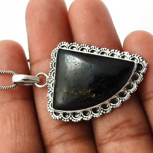 Tourmaline noire naturelle pierre précieuse Look élégant Boho pendentif 925 argent Sterling occasion spéciale bijoux en gros prix d'usine - Product Image 3