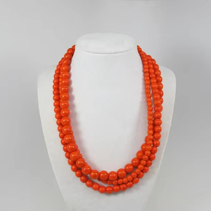 Collar de cuentas redondas naranjas Collar de cuentas de resina para fiestas de boda Compromiso Fiestas de Navidad y ropa de oficina - Product Image 1