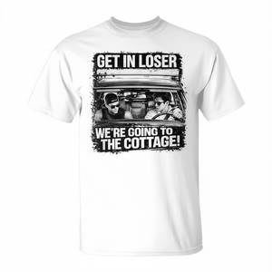 T-Shirt Retrò Anni '90 di Ilya Shane con Scritta 'In Loser We're Going to the Cottage', un Elegante Prodotto Promozionale - Product Image 2
