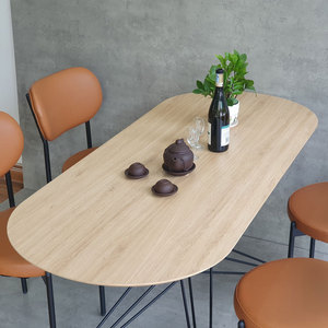 Table à manger ovale en bois de style européen moderne antique CBBA117, ensemble contemporain 4 places avec chaises pour la maison - Product Image 2