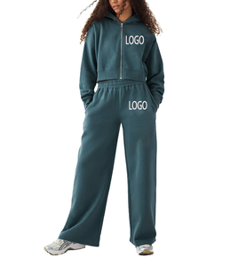 Conjunto de 2 Piezas para Mujer, Estilo Étnico, Sexy, Top Corto con Cremallera y Pantalones Rectos, Ropa Deportiva Informal, Color Zinc - Product Image 5