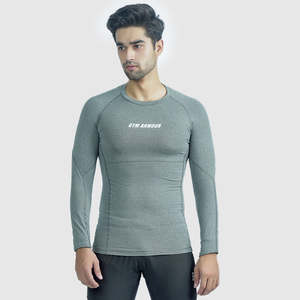 เสื้อยืดแขนยาวรัดรูป Armour สีเทา ผ้าโพลีเอสเตอร์ 100% น้ำหนัก 280 กรัม ผ้าถัก คอสูง พิมพ์ลายซิลค์สกรีน สีพื้น - Product Image 4