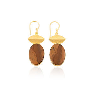 Custom Logo Gold-plated <b>Brass</b> Malinga Jasper Earrings Manufacturer Customized Jewelry High-quality <b>Brass</b> Earrings Bulk Order - Product Image 1