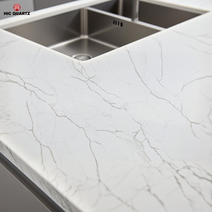 Phong cách Hiện Đại Trắng thạch anh nhà bếp bàn nhà máy tùy chỉnh calacatta nhân tạo slab Vanity Tops 3D mô hình thiết kế dự án - Product Image 1